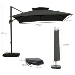 Outsunny Cantilever Parasol 360 Degree Rotation Angle Adjustment - Dark Grey - 84D-073CG -OUTSUNNY Sales Shop outsunny 84d 073cg 2