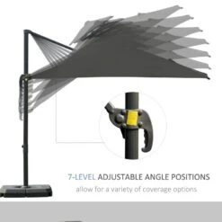 Outsunny Cantilever Parasol 360 Degree Rotation Angle Adjustment - Dark Grey - 84D-073CG -OUTSUNNY Sales Shop outsunny 84d 073cg 3