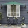 Outsunny 2.3m Half Round Parasol - Green - 84D-074GN