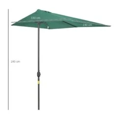 Outsunny 2.3m Half Round Parasol - Green - 84D-074GN 17 Outsunny 2.3m Half Round Parasol - Green - 84D-074GN -OUTSUNNY Sales Shop outsunny 84d 074gn 2