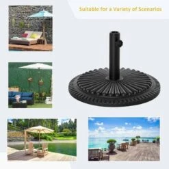 Outsunny 15kg Round Cement Parasol Base Umbrella Weight Stand Holder - Black - 84D-076 -OUTSUNNY Sales Shop outsunny 84d 076 6