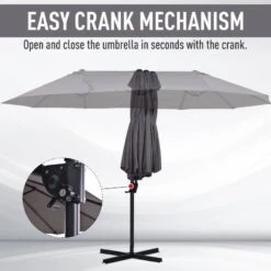 Outsunny Double Canopy Offset Parasol With Steel Pole 12 Ribs - Grey - 84D-085GY 14 Outsunny Double Canopy Offset Parasol With Steel Pole 12 Ribs - Grey - 84D-085GY -OUTSUNNY Sales Shop outsunny 84d 085gy 5