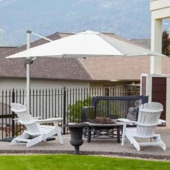Outsunny 3m Cantilever Parasol With Aluminium Frame & 360° Rotation - White - 84D-086WT