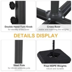 Outsunny HDPE 4-Part Fillable Parasol Base - Black - 84D-089 -OUTSUNNY Sales Shop outsunny 84d 089 3