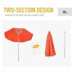 Outsunny 1.9m Beach Umbrella With Adjustable Angle Pointed Design Carry Bag - Orange - 84D-092OG -OUTSUNNY Sales Shop outsunny 84d 092og 5