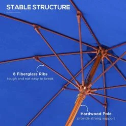 Outsunny 2.5m Wooden Garden Parasol - Blue - 84D-097BU -OUTSUNNY Sales Shop outsunny 84d 097bu 5