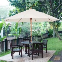 Outsunny 2.5m Wooden Garden Parasol - Cream White - 84D-097CW -OUTSUNNY Sales Shop outsunny 84d 097cw 13