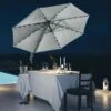 Outsunny 3m LED Cantilever Garden Parasol With Cross Base And Solar Lights - Grey - 84D-099GY