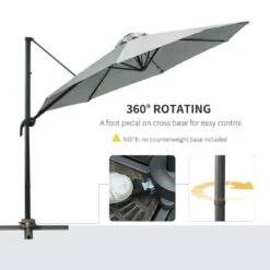 Outsunny 3m LED Cantilever Garden Parasol With Cross Base And Solar Lights - Grey - 84D-099GY -OUTSUNNY Sales Shop outsunny 84d 099gy 4