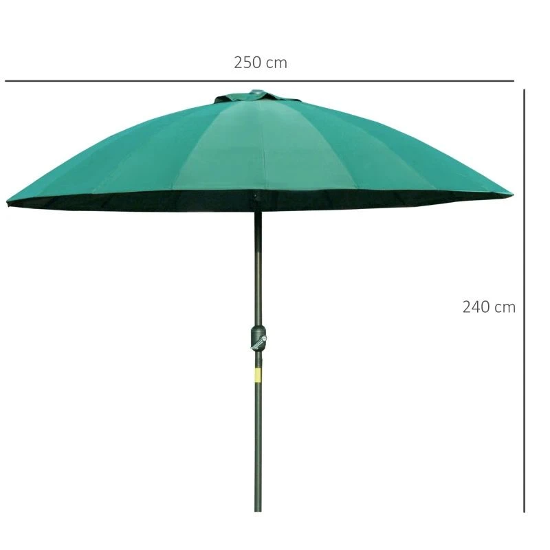 Outsunny Sun Shade Parasol With 18 Sturdy Ribs & Push Button Tilt Crank - Dark Green - 84D-103GN 10 Outsunny Sun Shade Parasol With 18 Sturdy Ribs & Push Button Tilt Crank - Dark Green - 84D-103GN - Image 10