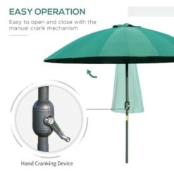 Outsunny Sun Shade Parasol With 18 Sturdy Ribs & Push Button Tilt Crank - Dark Green - 84D-103GN 18 Outsunny Sun Shade Parasol With 18 Sturdy Ribs & Push Button Tilt Crank - Dark Green - 84D-103GN -OUTSUNNY Sales Shop outsunny 84d 103gn 3