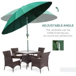 Outsunny Sun Shade Parasol With 18 Sturdy Ribs & Push Button Tilt Crank - Dark Green - 84D-103GN 17 Outsunny Sun Shade Parasol With 18 Sturdy Ribs & Push Button Tilt Crank - Dark Green - 84D-103GN -OUTSUNNY Sales Shop outsunny 84d 103gn 4