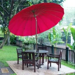 Outsunny Garden Parasol With 18 Sturdy Ribs & Push Button Tilt Crank - Wine Red - 84D-103WR -OUTSUNNY Sales Shop outsunny 84d 103wr 9