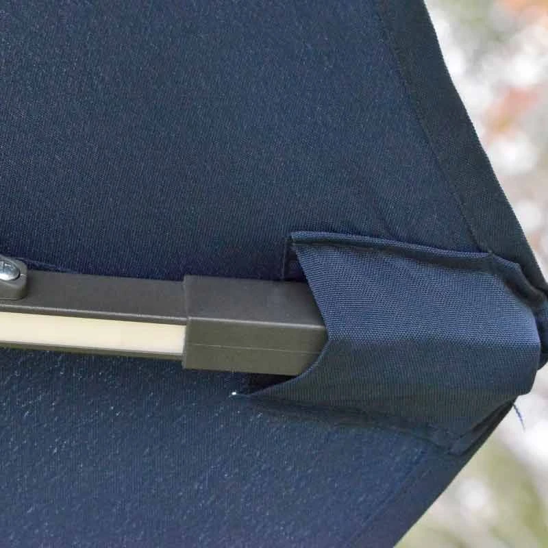 Outsunny 3m LED Cantilever Parasol With Base And Solar Lights - Blue - 84D-104NU 3 Outsunny 3m LED Cantilever Parasol With Base And Solar Lights - Blue - 84D-104NU - Image 3