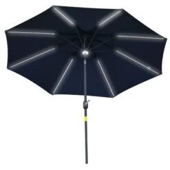 Outsunny 2.7m Garden Parasol Sun Umbrella With LED Solar Light - Blue - 84D-105NU -OUTSUNNY Sales Shop outsunny 84d 105nu 11