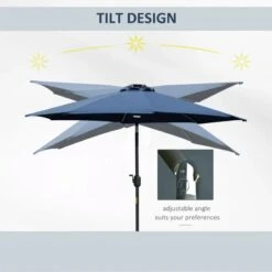 Outsunny 2.7m Garden Parasol Sun Umbrella With LED Solar Light - Blue - 84D-105NU -OUTSUNNY Sales Shop outsunny 84d 105nu 6