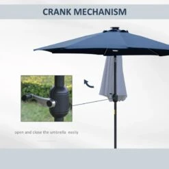Outsunny 2.7m Garden Parasol Sun Umbrella With LED Solar Light - Blue - 84D-105NU -OUTSUNNY Sales Shop outsunny 84d 105nu 7