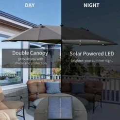 Outsunny 4.4m Double-Sided Sun Parasol LED Solar Lights - Dark Grey - 84D-106CG 18 Outsunny 4.4m Double-Sided Sun Parasol LED Solar Lights - Dark Grey - 84D-106CG -OUTSUNNY Sales Shop outsunny 84d 106cg 3