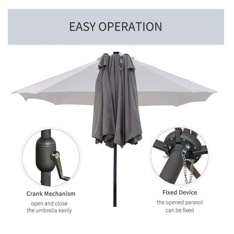 Outsunny 4.4m Double-Sided Sun Parasol LED Solar Lights - Dark Grey - 84D-106CG 8 Outsunny 4.4m Double-Sided Sun Parasol LED Solar Lights - Dark Grey - 84D-106CG - Image 8