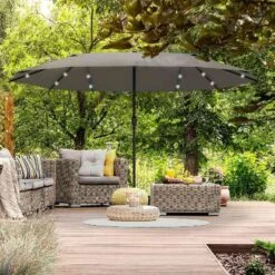 Outsunny 4.4m Double-Sided Sun Parasol LED Solar Lights - Dark Grey - 84D-106CG 12 Outsunny 4.4m Double-Sided Sun Parasol LED Solar Lights - Dark Grey - 84D-106CG -OUTSUNNY Sales Shop outsunny 84d 106cg 9