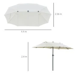 Outsunny 4.4m Double-Sided Sun Parasol LED Solar Lights - Cream White - 84D-106CW -OUTSUNNY Sales Shop outsunny 84d 106cw 1