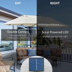 Outsunny 4.4m Double-Sided Sun Parasol LED Solar Lights - Cream White - 84D-106CW -OUTSUNNY Sales Shop outsunny 84d 106cw 2