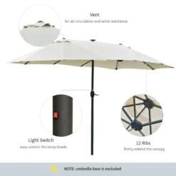 Outsunny 4.4m Double-Sided Sun Parasol LED Solar Lights - Cream White - 84D-106CW -OUTSUNNY Sales Shop outsunny 84d 106cw 3