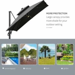 Outsunny 3 X 3m Aluminium Sun Square Canopy With Adjustable Pole - Dark Grey - 84D-108CG -OUTSUNNY Sales Shop outsunny 84d 108cg 8