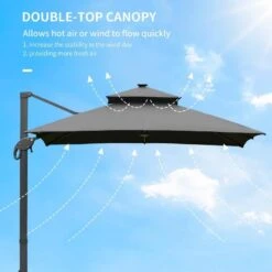 Outsunny 3 X 3m Aluminium Sun Square Canopy With Adjustable Pole - Dark Grey - 84D-108CG -OUTSUNNY Sales Shop outsunny 84d 108cg 9