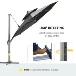Outsunny 3m Cantilever Parasol With Solar Lights Power Bank Base 360° Spin - Dark Grey - 84D-109V01CG -OUTSUNNY Sales Shop outsunny 84d 109v01cg 5