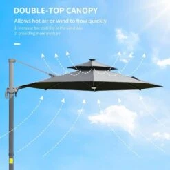 Outsunny 3m Cantilever Parasol With Solar Lights Power Bank Base 360° Spin - Dark Grey - 84D-109V01CG -OUTSUNNY Sales Shop outsunny 84d 109v01cg 6
