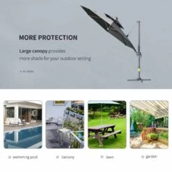 Outsunny 3m Cantilever Parasol With Solar Lights Power Bank Base 360° Spin - Dark Grey - 84D-109V01CG -OUTSUNNY Sales Shop outsunny 84d 109v01cg 7