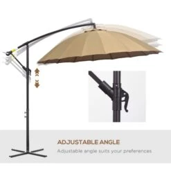 Outsunny 3m Cantilever Parasol With 18 Ribs & Vents - Adjustable Angle - Beige - 84D-118 -OUTSUNNY Sales Shop outsunny 84d 118 4