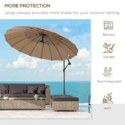 Outsunny 3m Cantilever Parasol With 18 Ribs & Vents - Adjustable Angle - Beige - 84D-118 -OUTSUNNY Sales Shop outsunny 84d 118 6