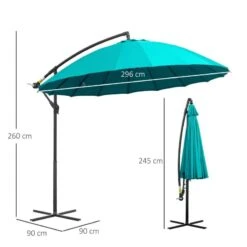 Outsunny 3m Cantilever Umbrella 18 Ribs & Vents Adjustable Angle - Green - 84D-118GN -OUTSUNNY Sales Shop outsunny 84d 118gn 2