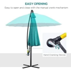 Outsunny 3m Cantilever Umbrella 18 Ribs & Vents Adjustable Angle - Green - 84D-118GN -OUTSUNNY Sales Shop outsunny 84d 118gn 3