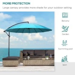 Outsunny 3m Cantilever Umbrella 18 Ribs & Vents Adjustable Angle - Green - 84D-118GN -OUTSUNNY Sales Shop outsunny 84d 118gn 4
