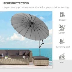 Outsunny 3m Cantilever Umbrella 18 Ribs & Vents Adjustable Angle - Light Grey - 84D-118GY -OUTSUNNY Sales Shop outsunny 84d 118gy 5