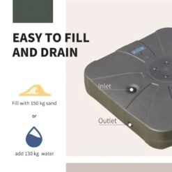 Outsunny Square Cantilever Patio Umbrella Base Stand With Wheels - Brown - 84D-123 -OUTSUNNY Sales Shop outsunny 84d 123 5