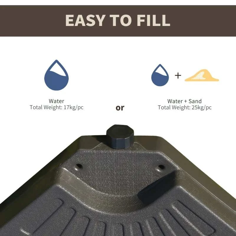 Outsunny 4 Piece Cantilever Patio Umbrella Base Stand With Carry Handles - Brown - 84D-124 5 Outsunny 4 Piece Cantilever Patio Umbrella Base Stand With Carry Handles - Brown - 84D-124 - Image 5