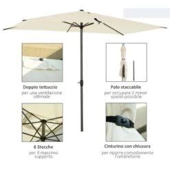 Outsunny 3 X 2m Patio Parasol With Tilt Crank - Beige - 84D-126BG -OUTSUNNY Sales Shop outsunny 84d 126bg 6