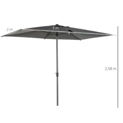 Outsunny 3 X 2m Patio Parasol With Tilt Crank Adjustable Angle - Grey - 84D-126CG -OUTSUNNY Sales Shop outsunny 84d 126cg 2