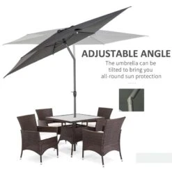 Outsunny 3 X 2m Patio Parasol With Tilt Crank Adjustable Angle - Grey - 84D-126CG -OUTSUNNY Sales Shop outsunny 84d 126cg 3