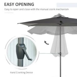 Outsunny 3 X 2m Patio Parasol With Tilt Crank Adjustable Angle - Grey - 84D-126CG -OUTSUNNY Sales Shop outsunny 84d 126cg 4