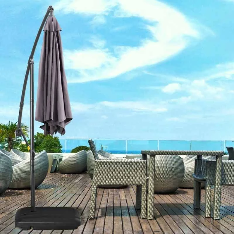 Outsunny 7kg Square Parasol Base For Cantilever Banana Parasol With Wheels - Black - 84D-148 1 Outsunny 7kg Square Parasol Base For Cantilever Banana Parasol With Wheels - Black - 84D-148
