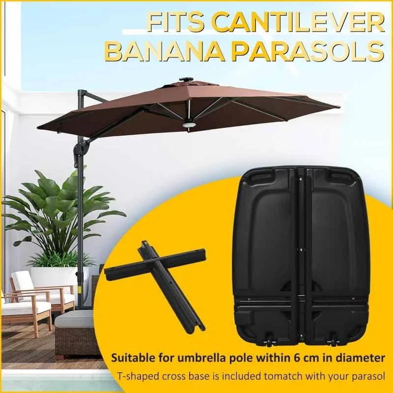 Outsunny 7kg Square Parasol Base For Cantilever Banana Parasol With Wheels - Black - 84D-148 8 Outsunny 7kg Square Parasol Base For Cantilever Banana Parasol With Wheels - Black - 84D-148 - Image 8