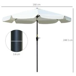 Outsunny 2.66m Patio Parasol With 8 Sturdy Ribs - Cream White - 84D-157 18 Outsunny 2.66m Patio Parasol With 8 Sturdy Ribs - Cream White - 84D-157 -OUTSUNNY Sales Shop outsunny 84d 157 3