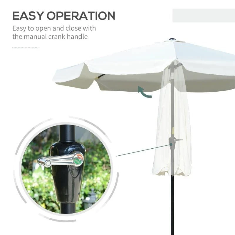 Outsunny 2.66m Patio Parasol With 8 Sturdy Ribs - Cream White - 84D-157 7 Outsunny 2.66m Patio Parasol With 8 Sturdy Ribs - Cream White - 84D-157 - Image 7