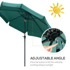 Outsunny 2.66m Patio Parasol With 8 Sturdy Ribs - Green - 84D-157GN -OUTSUNNY Sales Shop outsunny 84d 157gn 3