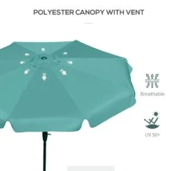 Outsunny 2.66m Patio Parasol With 8 Sturdy Ribs - Green - 84D-157GN -OUTSUNNY Sales Shop outsunny 84d 157gn 5